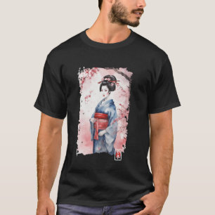 Camiseta Géisha Japão Dança Canto Música Arte Árvores de Ce