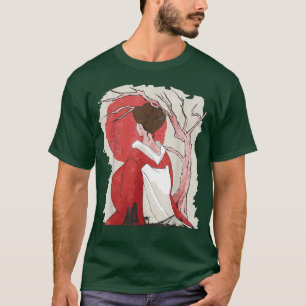 Camiseta Geisha Japão Red Moon Cherry Peach Flor 