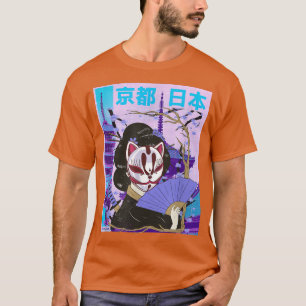 Camiseta Geisha Japonês Kawaii Sakura Cherry Blossom Samur