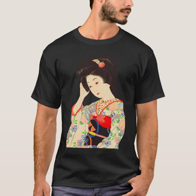 Camiseta Geisha Maiko Kimono Japanese Japan painting Kawase (Frente)