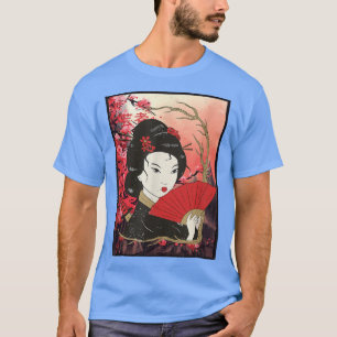 Camiseta Geisha Sakura Cherry Blossom Geisha Girl Japan Cul