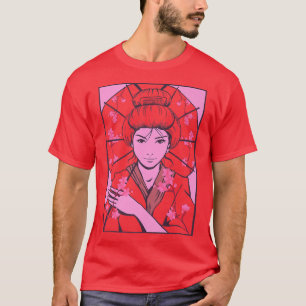 Camiseta Geisha Sakura Cherry Blossom Geisha Girl Japan Cul