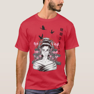 Camiseta Geisha Sakura Cherry Blossom Geisha Girl Japonês