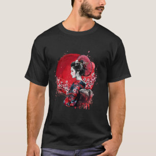 Camiseta Geisha Sakura Cherry Blossom Kimono Japão