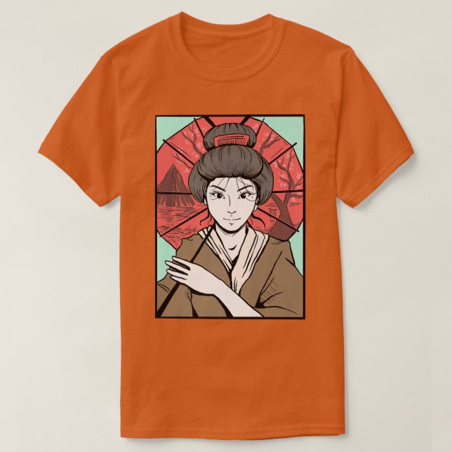 Camiseta Geisha tradicional japonesa Kimono Japão Otaku Kaw (Frente do Design)