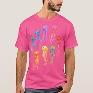 Camiseta Geleias Arco-Íris De Aquarela Em Teal Escuro