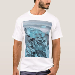 Camiseta Gelo azul na praia paisagem marítima, Islândia