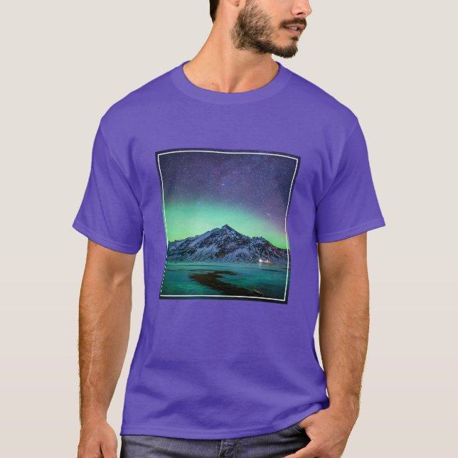 Camiseta Gelo e neve | Aurora Borealis Via Látea Islândia (Frente)