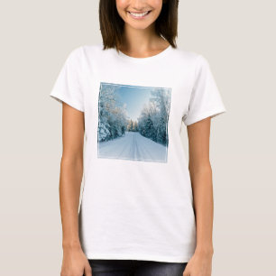 Camiseta Gelo e neve Frozen Winter Road Russia, Sibéria