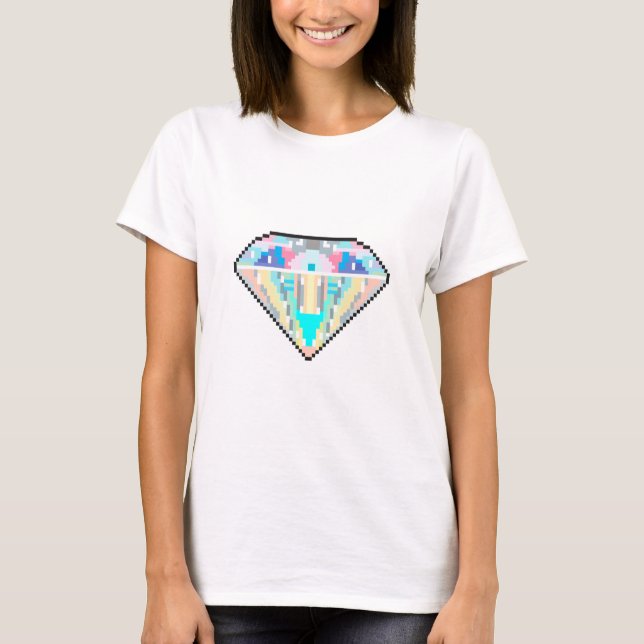 Camiseta Gema de diamante de arte em pixel (Frente)