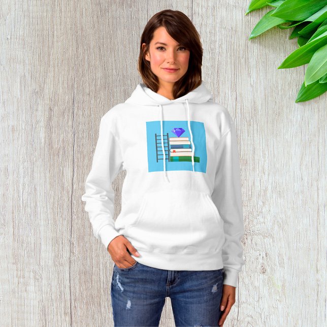 Camiseta Gema Roxa em Pilha de Livros com Escada (Criador carregado)