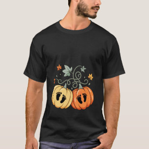 Camiseta Gêmeos Abóboras Pés de Bebê Anúncio de Gravidez Ou
