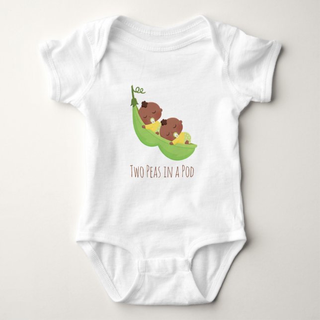 Camiseta Gêmeos afro-americanos lindos em Pod Baby Tee (Frente)