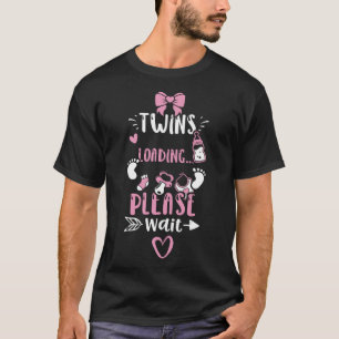 Camiseta Gêmeos Carregando, Por Favor, Aguarde Menina