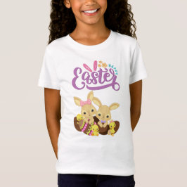 Camiseta Gêmeos coelhos e Pintinhos "Felzs pascoa"