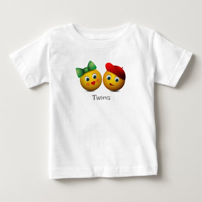 Camiseta Gêmeos Corações de Amor de Emoji (Frente)