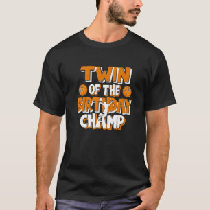 Camiseta Gêmeos Da Festa De Basquete Birthday Champ Boys