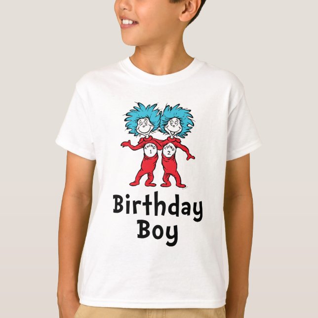 Camiseta Gêmeos de Aniversário do Thing One e Thing Two | M (Frente)