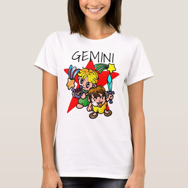 Camiseta Gêmeos de Cartoons Gemini Cute (Frente)