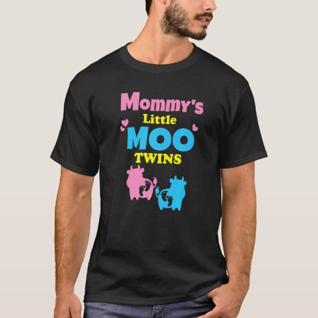 Camiseta Gêmeos de Vaca Anúncio de Bebê Grávida Para Mulher (Frente)