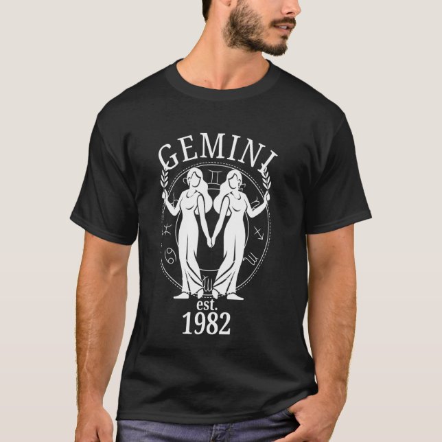 Camiseta Gêmeos do Zodíaco de Gêmeos nascidos em 1982 (Frente)