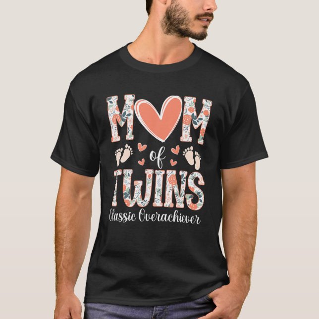 Camiseta Gêmeos Florais Mãe Engraçada Mãe De Gêmeos Clássic (Frente)