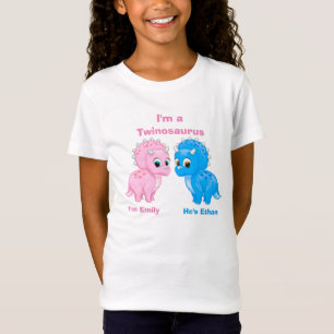 Camiseta Gêmeos Fraternais Bonitos Dinossauros Personalizad