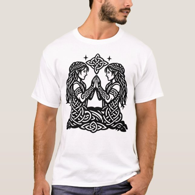 Camiseta Gêmeos — Gêmeos do Zodíaco da Tinta Assombrada (Frente)