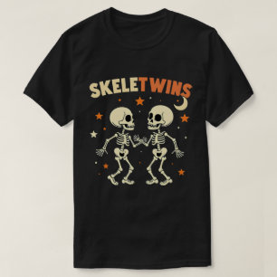 Camiseta Gêmeos Halloween Skeletwins Dançando Esqueletos