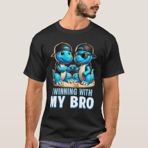 Camiseta Gêmeos Miúdos Com Meu Irmão T Rex Dinossauro Dia d