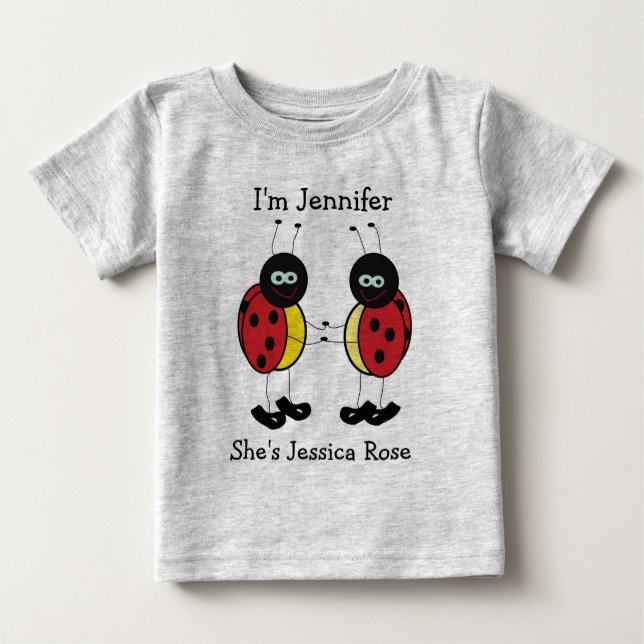 Camiseta Gêmeos Personalizados Amigos de Ladybug (Frente)