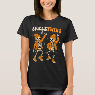 Camiseta Gêmeos Skeletwins Dançantes Engraçados de Hallowee