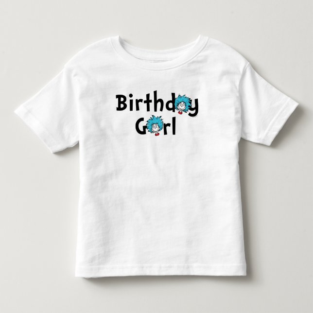 Camiseta Gêmeos Thing One Thing Two de Aniversário | Menina (Frente)