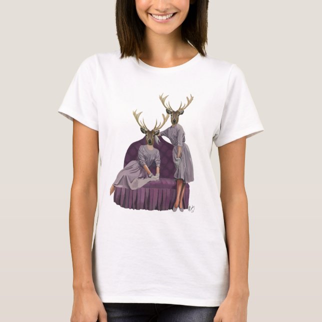 Camiseta Gêmeos veados em roxo (Frente)
