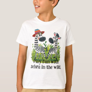Camiseta Gêmeos Zebra no Nome Selvagem e Personalizado
