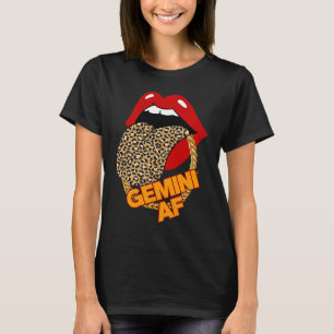 Camiseta Gemini AF Leopard Lábios Astrologia Aniversário Mu