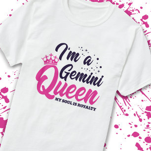 Camiseta Gemini Birthday Queen Astrology Zodiac Sinal Soul