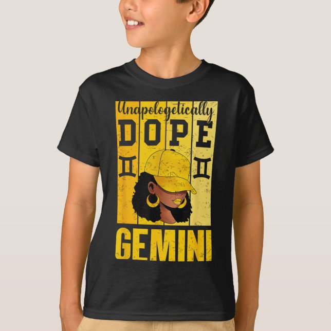 Camiseta Gemini Boné Negra Zodiac (Frente)