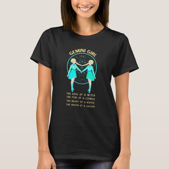 Camiseta Gemini Facts Gemini , 21 de maio, 20 de junho (Frente)