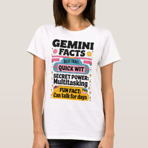 Camiseta Gemini Fatos: Sentido Rápido, Multitarefa e Sem Fi