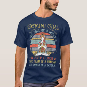Camiseta Gemini Garota A Alma De Uma Bruxa Vintage Anivers