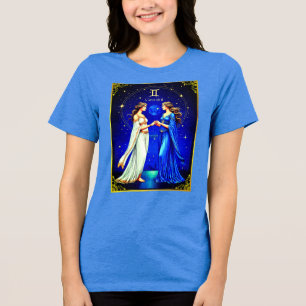 Camiseta Gemini gêmeos sob um céu estrelado