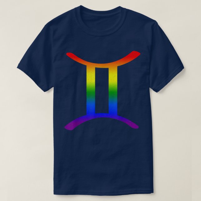 Camiseta Gemini Lgbt Zodiac Sign Lgbt Rainbow Pride Gay Gif (Frente do Design)