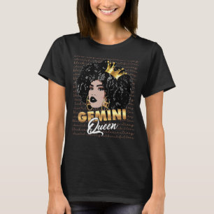 Camiseta Gemini Queen Birthday Zodiac Sinal Melanin Black W