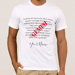 Camiseta Gemini Traits e Sinal Zodiac