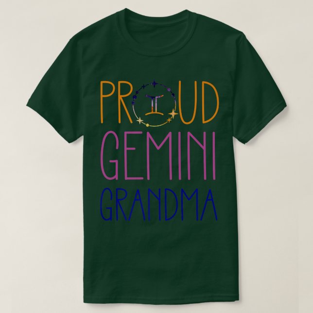 Camiseta Gemini vovó orgulhosa vovó zodioca Símbolo Astrolo (Frente do Design)