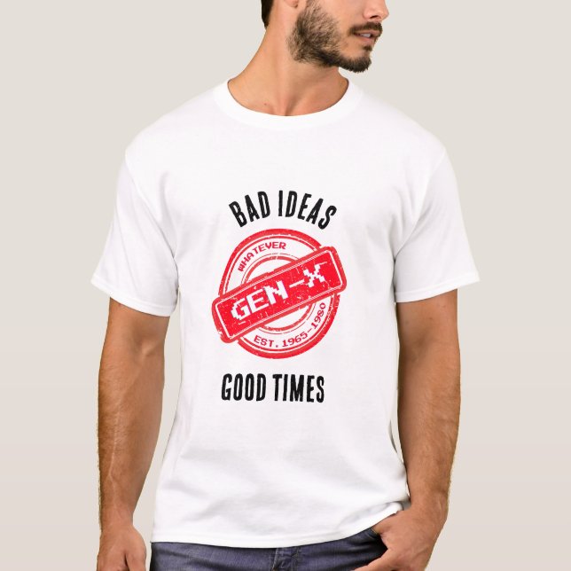 Camiseta Gen X "Más Ideias, Bons Tempos" (Frente)