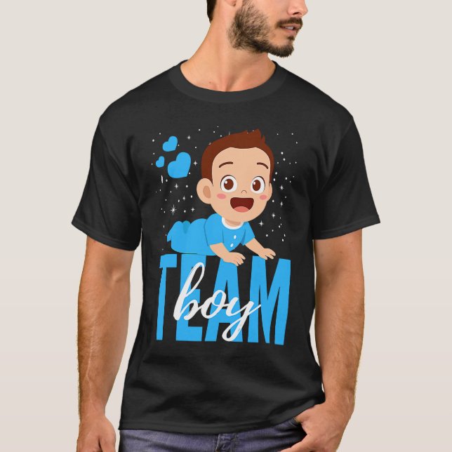 Camiseta Gender Announcement  Team Boy Baby Party Reveal Pr (Frente)