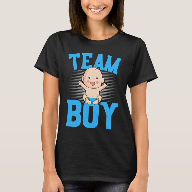 Camiseta Gender Announcement  Team Boy Baby Party Reveal Pr (Frente)