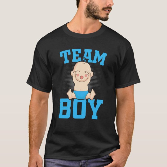 Camiseta Gender Announcement Team Boy Baby Party Reveal Pre (Frente)